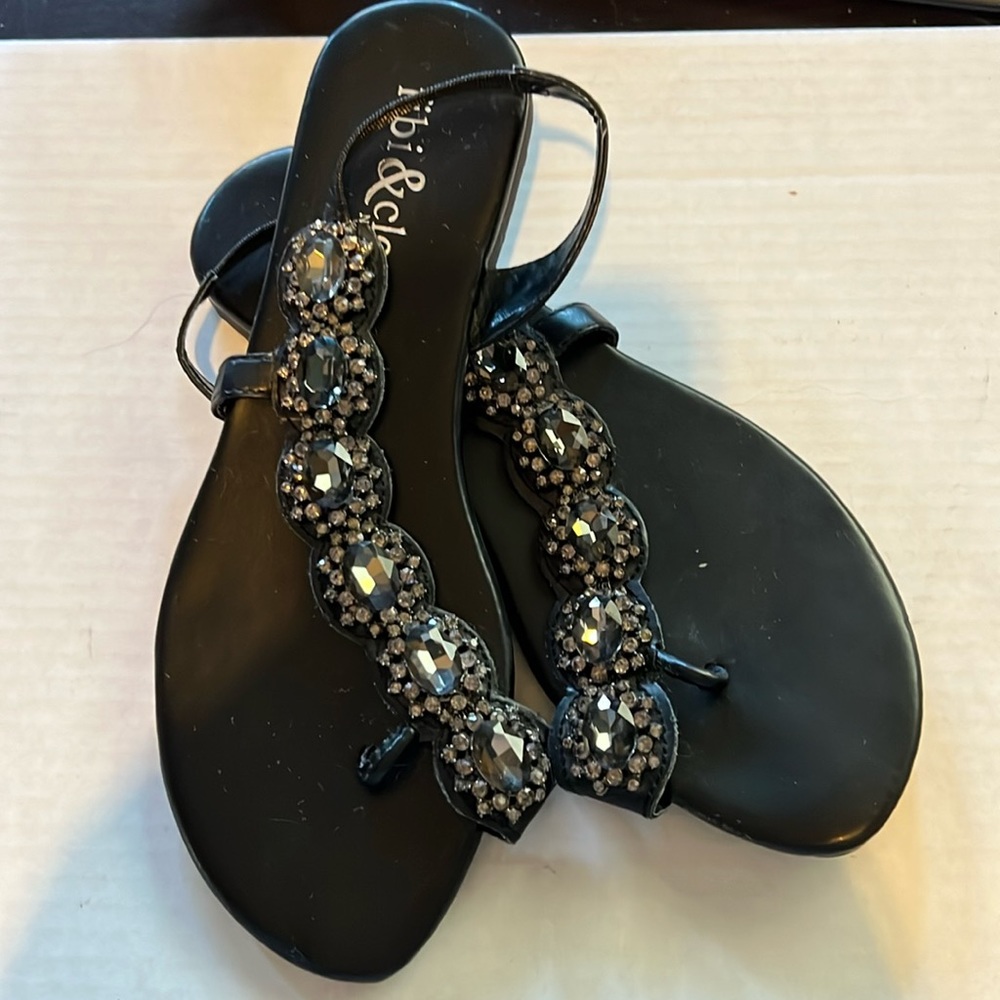fibi&clo New York Sandals Black Crystals Size 8